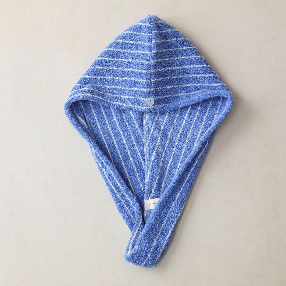 Azure Holiday Striped Hair Towel Combed Cotton Luxury Hair Dry Towels Hot Hair Wrap Drying Tool