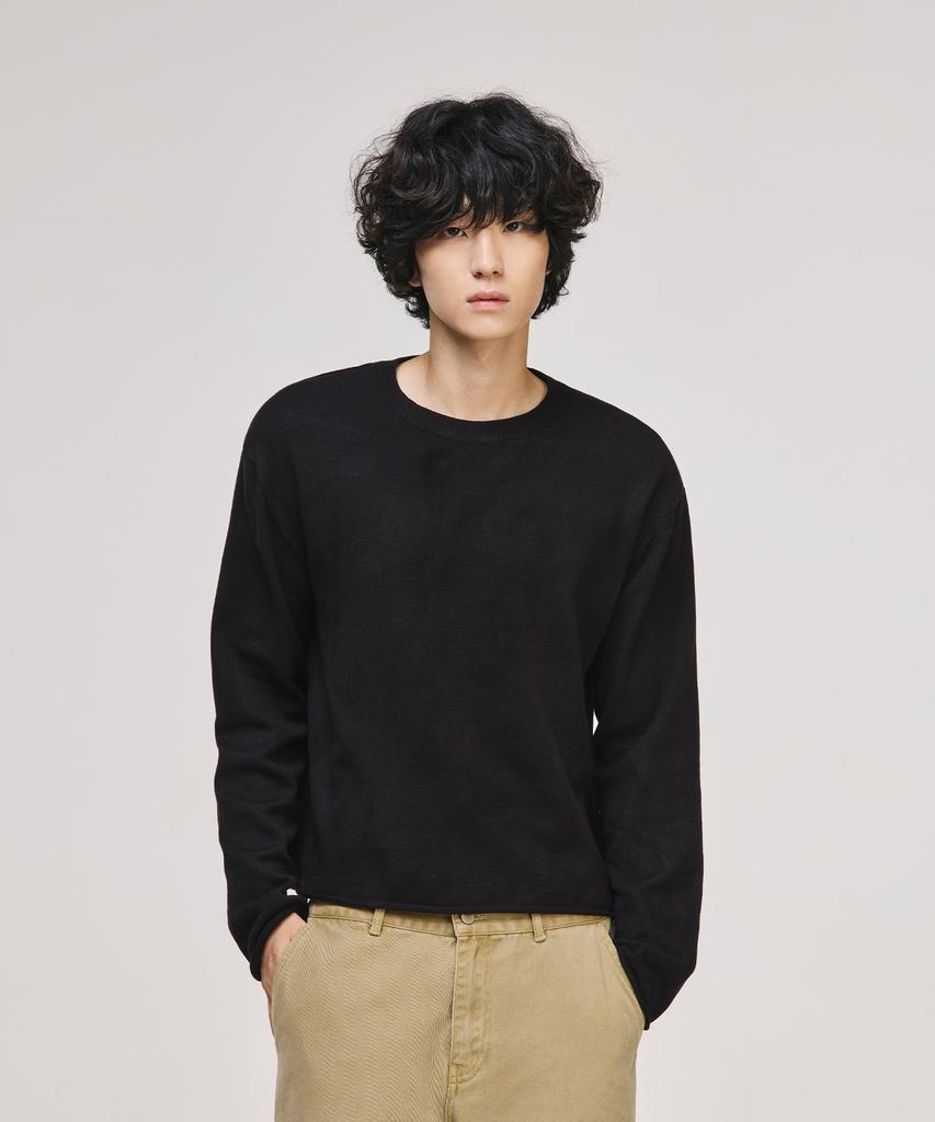 SIGNATURE Crop Rolling Round Knit [Black]