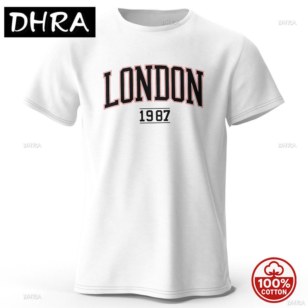 Unisex London 1987 Vintage Tshirt Sport Soft 100cotton Print Oversized Tees Sportswear 2026 Summer Oneck Breathable Casual Tops