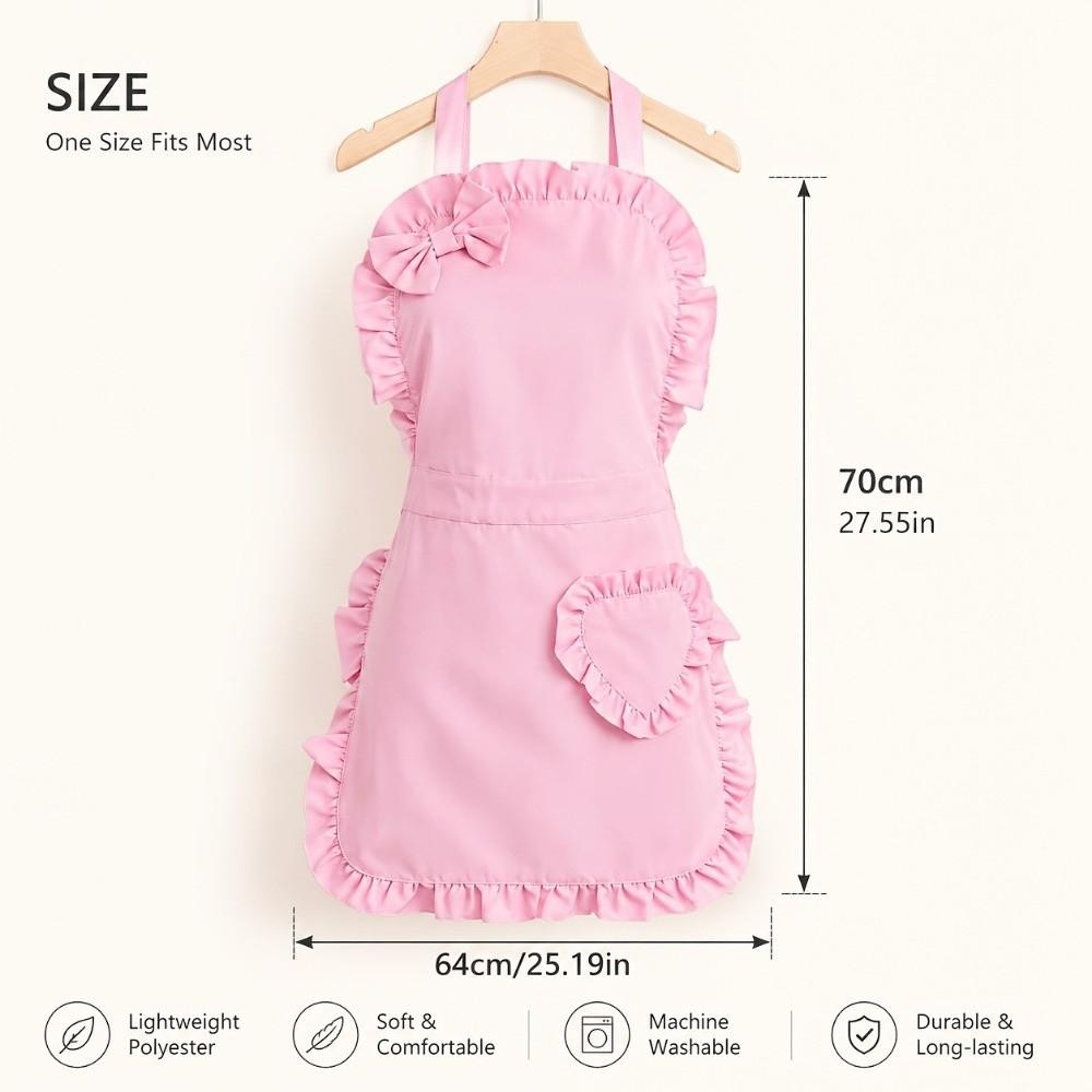 Oil-Proof Ruffle Apron Waterproof Nail Salon Apron Waitress Cosplay Sweet Heart Apron Cooking