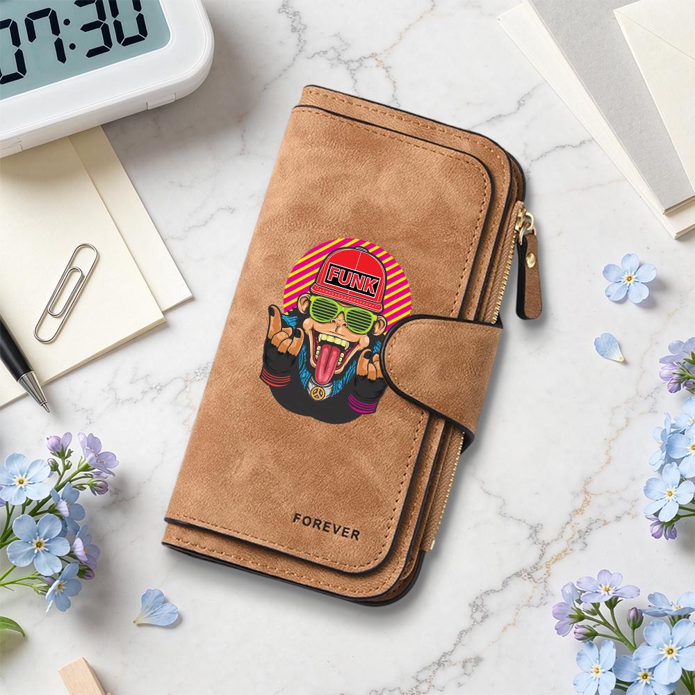 Funky Monkey Printed Long Wallet Casual Portable Multi Card Holder Purse