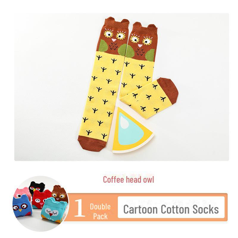 Kids' Cute Cartoon Knee-High Socks for Spring & Autumn - Mid-Tube, Long Pile Socks for Girls & Babies