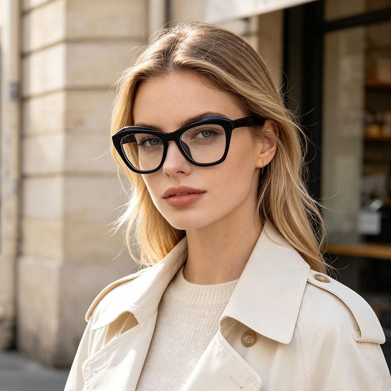 New cat eye anti-blue glasses ins personalized versatile flat glasses European and American fashion polygonal glasses frames