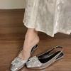 Women's bag head sandals women's summer wear new Korean version of rhinestone French temperament fairy style silver thick heel shoes