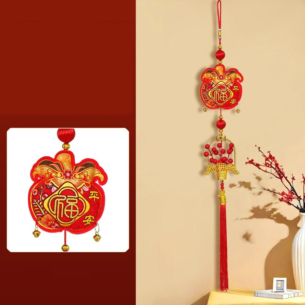 Chinese Knot Blessing Character Pendant Red Hanging Lucky God of Wealth Pendant Spring Festival Pendants