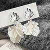 PONYKISS  Sterling Silver Minimalist Shell Flower Stud Earrings for Women Vintage Fine  Cute Plant Accessories