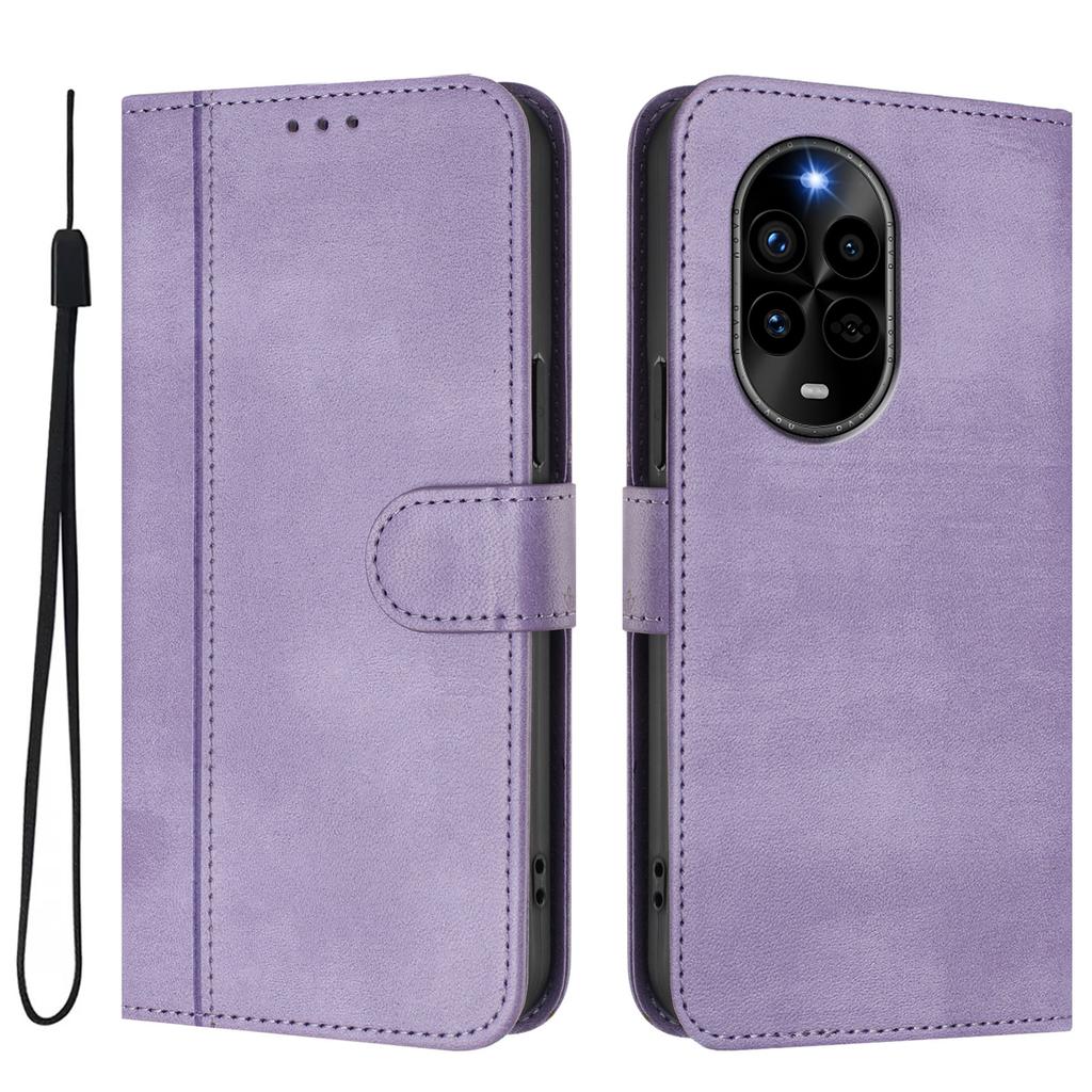 Luxuriöse Schlichte Linie Lederhülle Für Huawei Nova 13 Pro/Nova 11/Nova 12S/Nova 12i/Nova 13i Kartenfächer Magnetische Anziehung Ständer Stoßfestes Flip-Cover