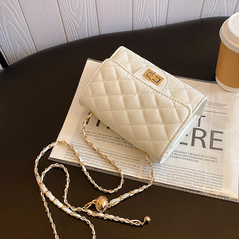 Tendință de modă culoare solidă simplă stil străin 2025 nou fir brodat diamant lanț lacăt crossbody umăr geantă pătrată mică