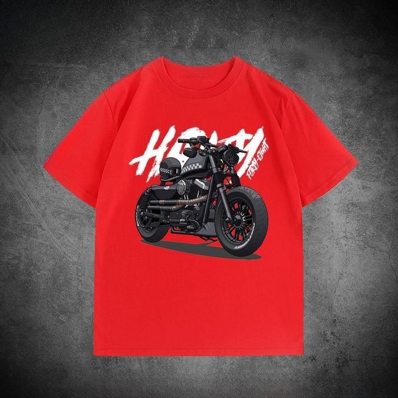 Summer New Large Size Retro Motorcycle Cruise Heavy Locomotive Printed TShirt Mens Windshield Loose Versatile Short Sleeves