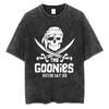 Washed Vintage Funny Movie The Goonies Never Say Die Graphic T Shirt Skeleton Printed Tshirt Men Women Hip Hop Oversized Tshirt