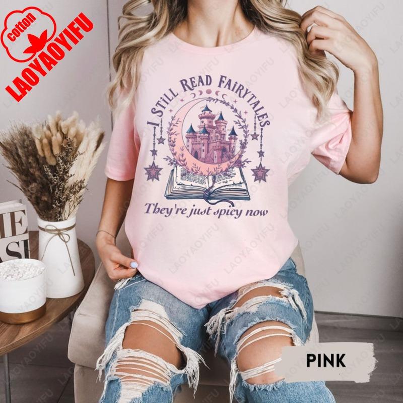 Я все еще читаю сказки Остросюжетная книга Футболка Любитель фэнтези-книг Темный роман Книжные футболки Подарок для женщин мужчин Хлопок Эстетичные топы S