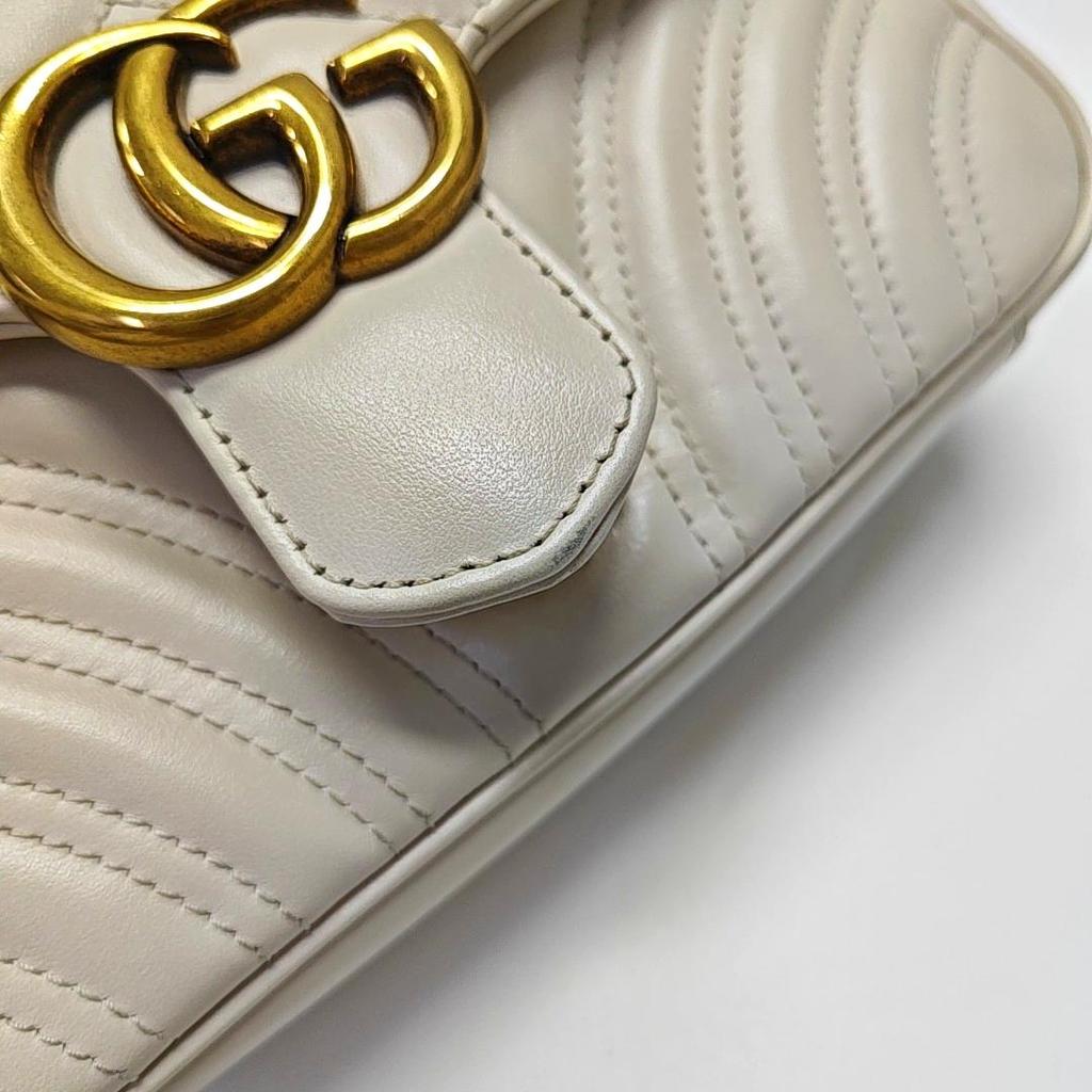 [Pre-Owned] Gucci GG Marmont Matelassé Mini Bag 'White' - Very Good #1CTLP5Y