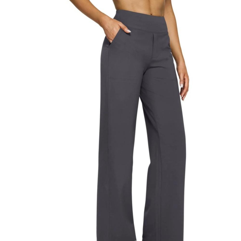 Pantaloni Casual a Vita Alta Gamba Dritta Tasche Ampie Pantaloni Yoga Donna Vestibilità Rilassata Pantaloni Sportivi