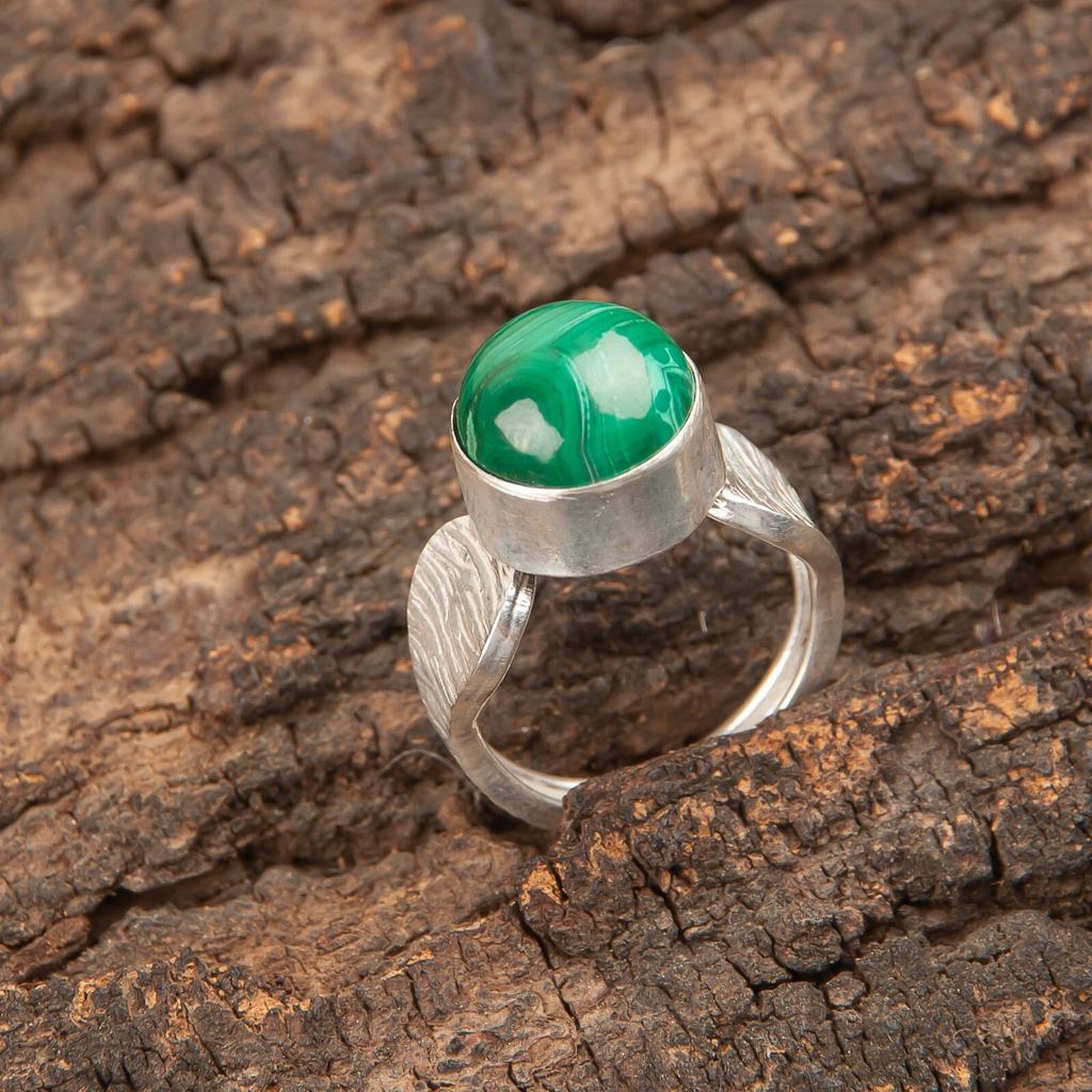Rare Malachite Gemstone Handmade 925 Sterling Silver Jewelry Boho Ring For Gift RR-1-16