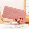Korean Style Women's Long Zipper Wallet, Spliced Contrast Color with Tassel, Rivet Design, Large Screen Mobile Phone Holder.