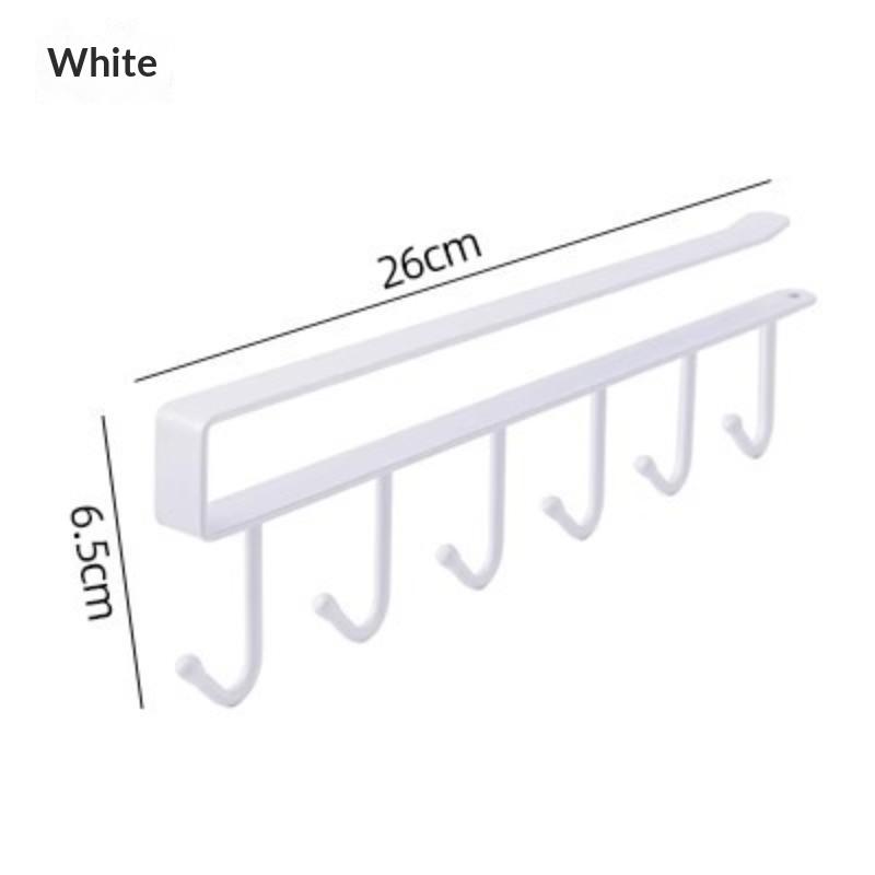 12 Hooks Kitchen Cup Kitchenware Storage Rack Long Row Cap Bag Tie Scarf Organizer Hanger Cupboard Holder Dormitory Rack