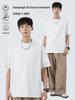 Herren Heavyweight Rundhals-T-Shirt aus reiner Baumwolle mit Patchwork - Sommer Amerikanischer Stil