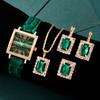Square Roman Watch Gem Bracelet Set Square Belt Watch + Square Gem Bracelet Set