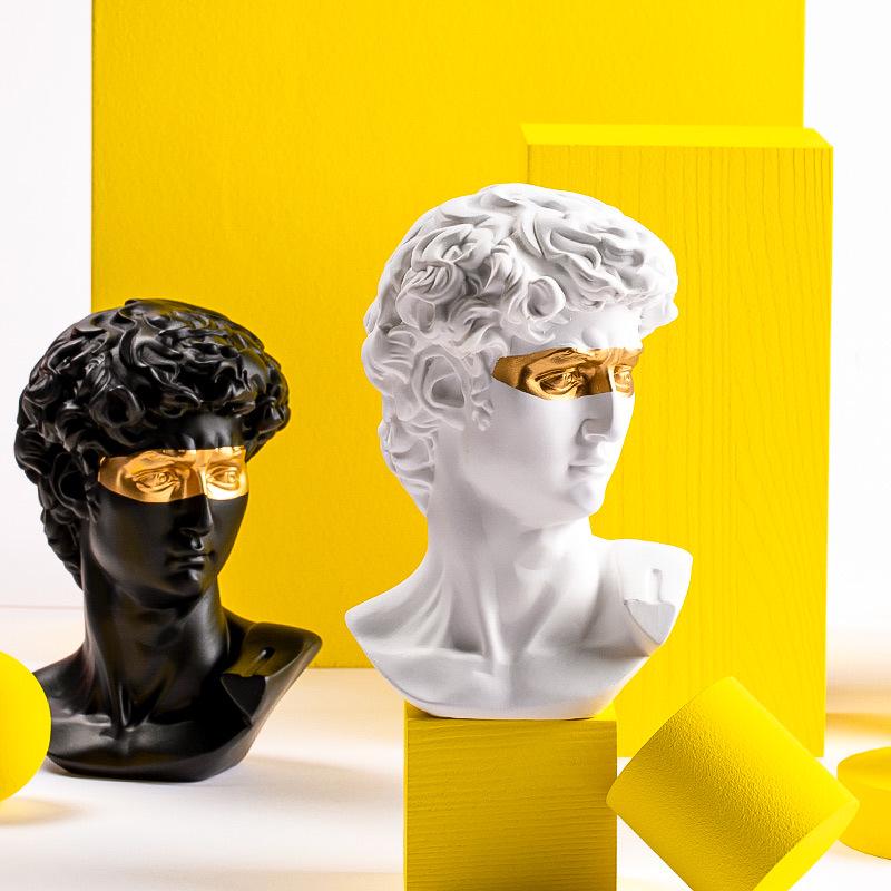 Black Gold David Resin Plaster Bust Ornament Art Kit