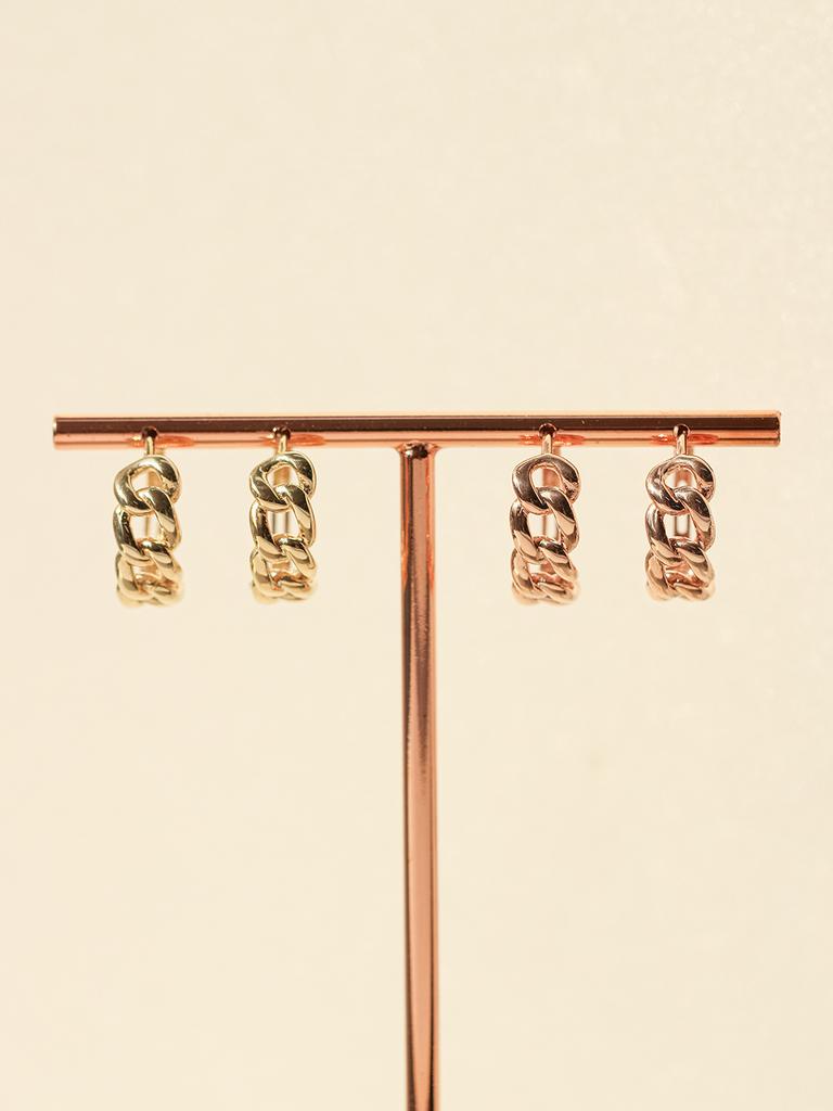 Minimalpiercing 14K 18K Twist Chain One-Touch Ring Earrings