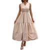 2025 new casual simple style high waist sleeveless solid color dress long skirt waist