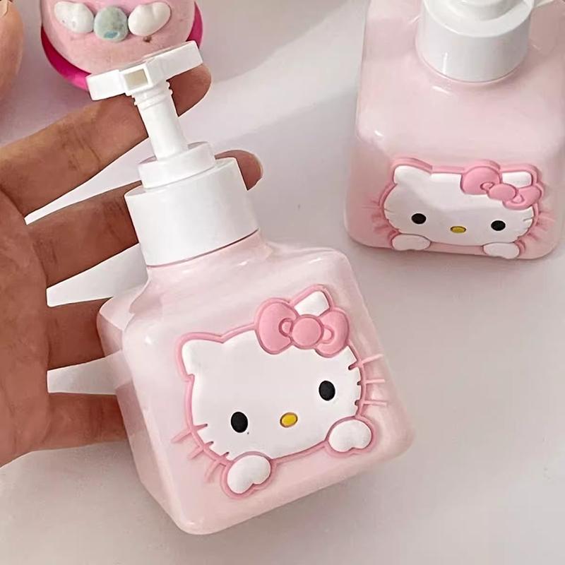 Sanrio Cute Empty Bottle Anime Hello Kitty Large Capacity Bottle Refillable Lotion Hand Soap Bottle Shampoo Shower Gel Bottle