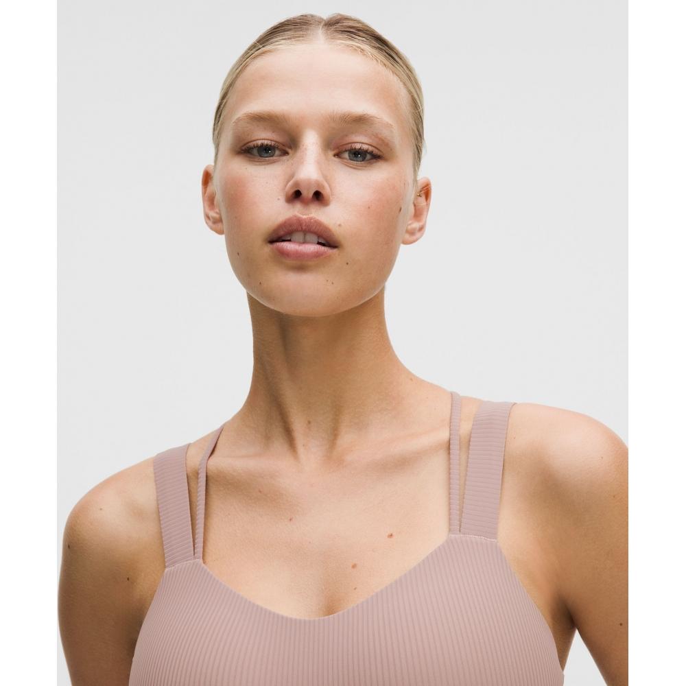 Lululemon Like A ClouD RibbeD Longline brA  Light Support  D DD Cup Ashen Rose