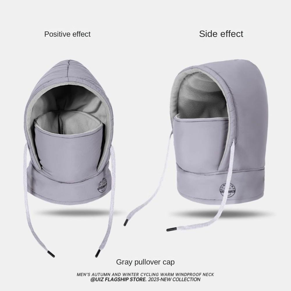 

Warm Beanies Cap Down Cotton Mask Hat Scarf Set New Cycling Cap Autumn Winter світло-сірого кольору