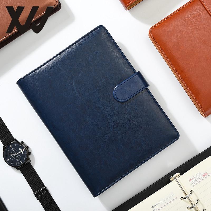 Custom Logo B5 Notebook 100-Page Hardcover Notepad In PU Leather with Magnetic Snap and Pen Loop Loose-leaf Binding