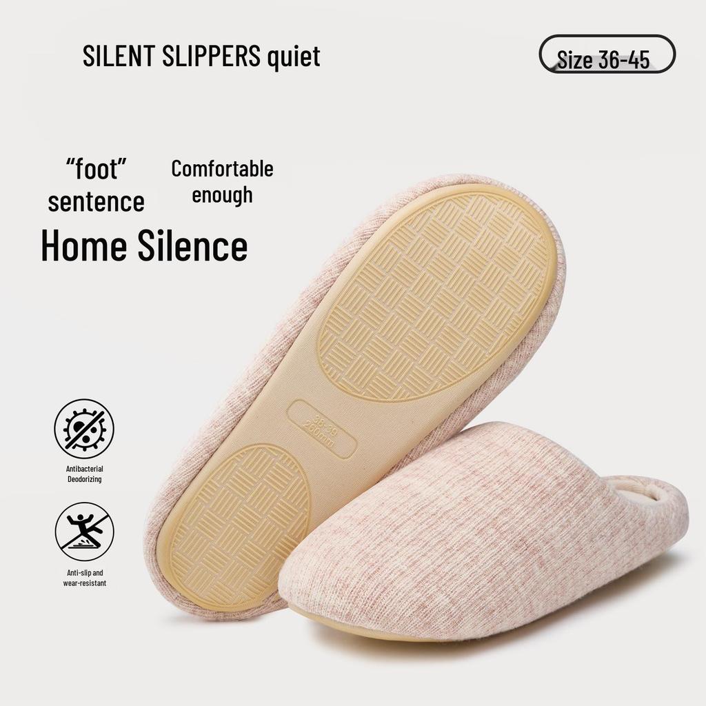 Lida Ni Women's Japanese Silent Non-slip Indoor Slippers for Postpartum, Wooden Floors, Soft Cotton Sole, Autumn/Winter.