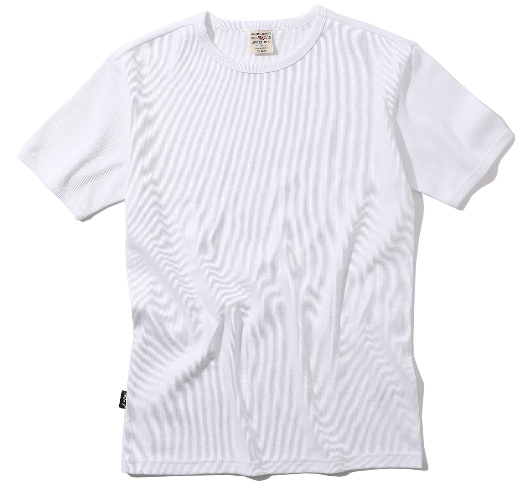 Avirex Ежедневная футболка с круглым вырезом, размер Short, антибактериальная, белая, мужская, размер Large, рукав, устойчивая к запахам, 6143502,