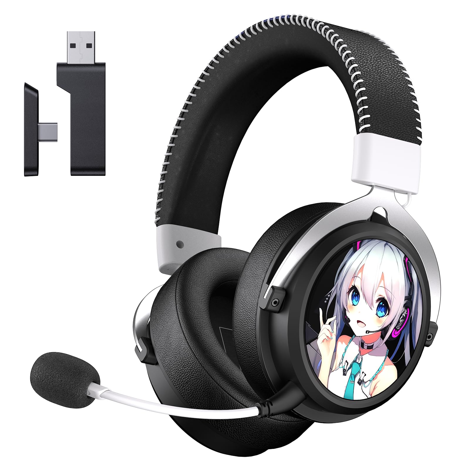 

Spark01 Wireless Gaming Latency 70H Bluetooth Compatible with and Deep 50mm and Microphone Headset, 4-Way Ultra-Low Connection, Playback,