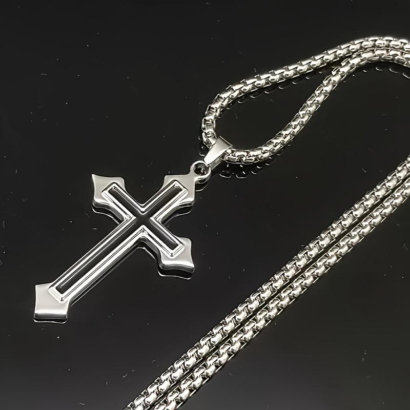 1pc Simple Fashion Stainless Steel Cross Pendant Necklace