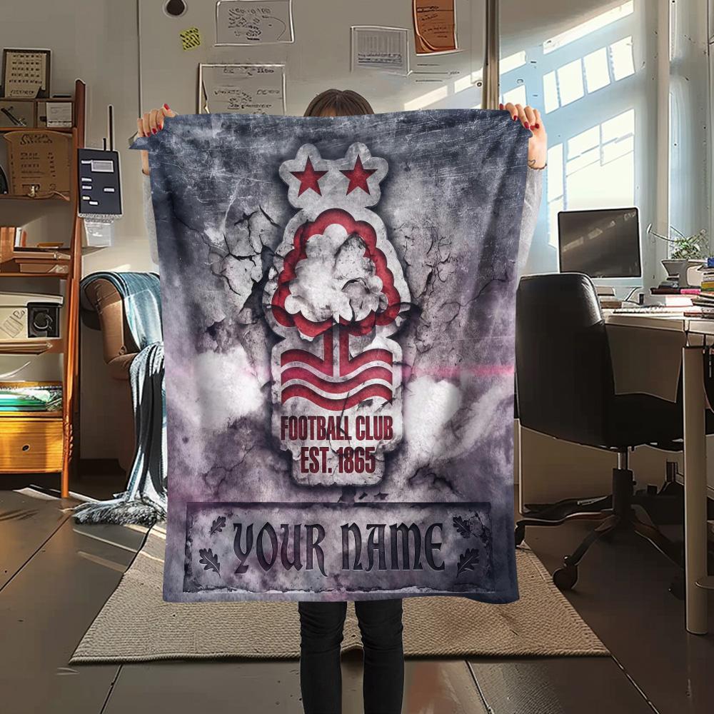 Custom Name Nottingham Forest Flannel Blanket, High quality Comfortable for All Seasons, Home Decor, Warmth and Comfort