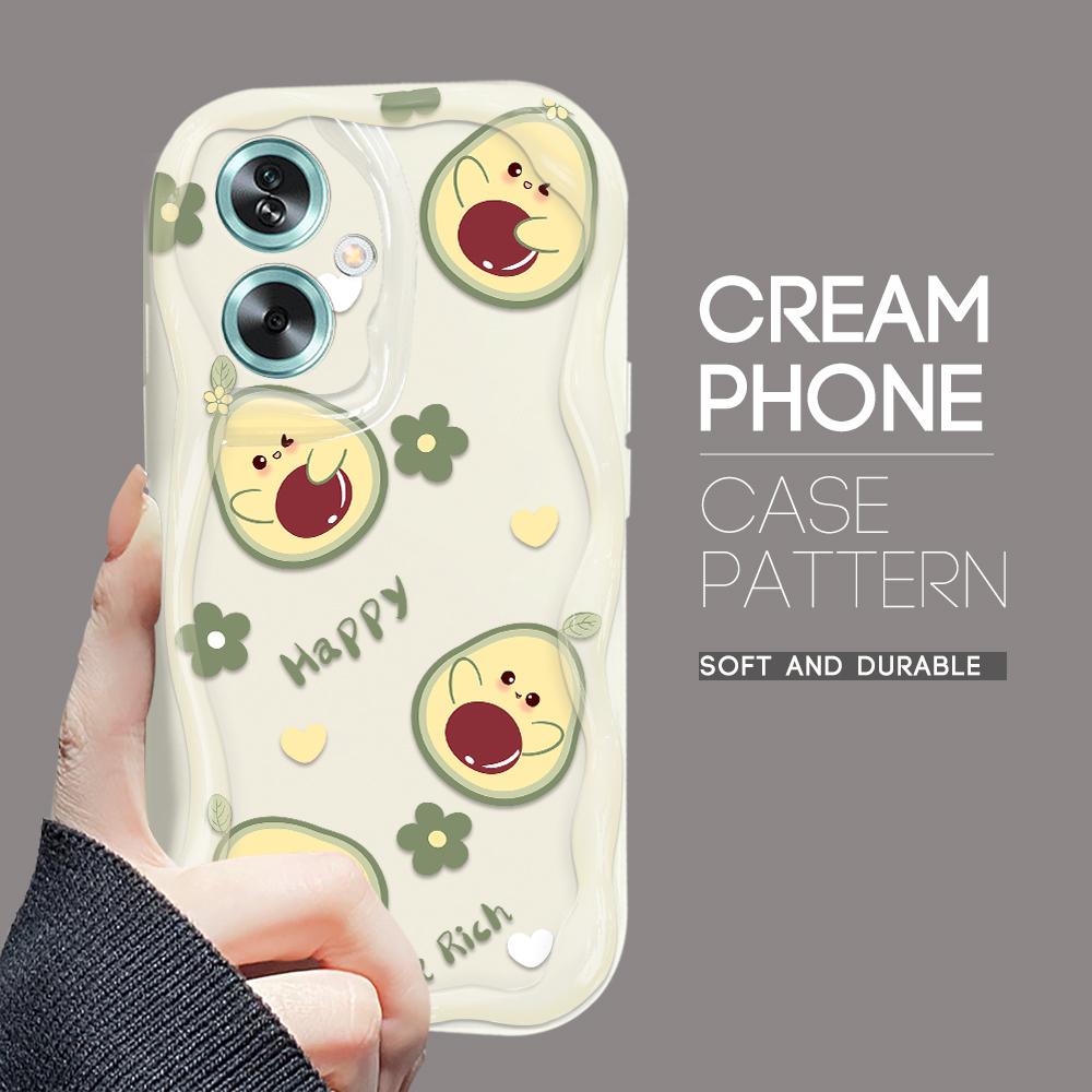 Cute Cartoon Pattern Cream Texture Casing Wavy Edge Soft Silicone Cover Phone Case for OPPO Reno Realme