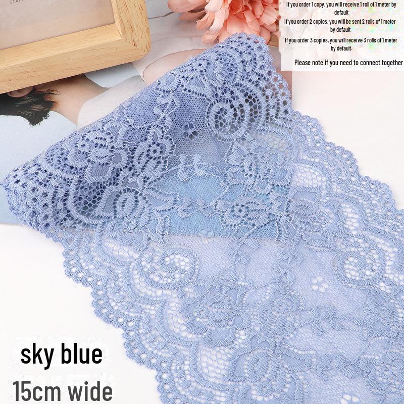 15cm Szeroka Miękka Elastyczna Koronka do Dekoracji Ubrań i Spódnic DIY w Kolorze Białym lub Czarnym