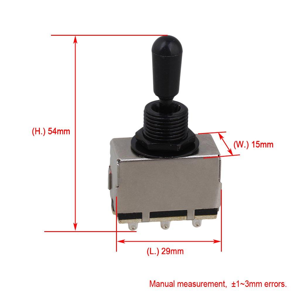 BQLZR Black Electric Guitar Enclosed 3 Way Toggle Switch Pickup Selector Switch with Black Cap