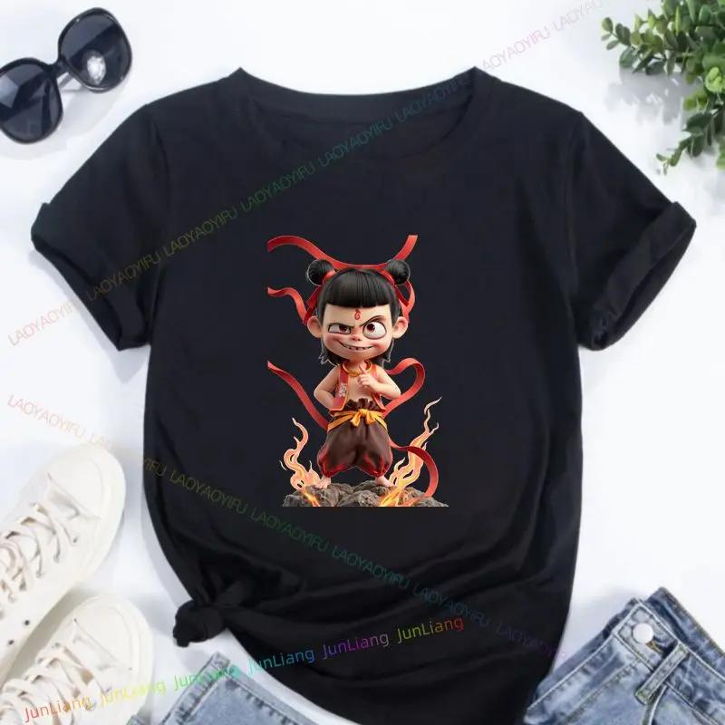 2025 Nezha 2 Magisches Poster Kurzarm Rundhals T-Shirt Mode Freizeit Lustig Y2K Süß Spaß T-Shirt