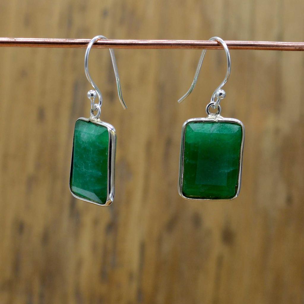 Smaragd 925 Sterling Silber Ohrringe Schmuck, Frauen Ohrringe
