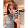 Sweet Cool Ins Babes Rhinestone Bow Mirror for Apple 17promax Phone Case Iphone16pro New