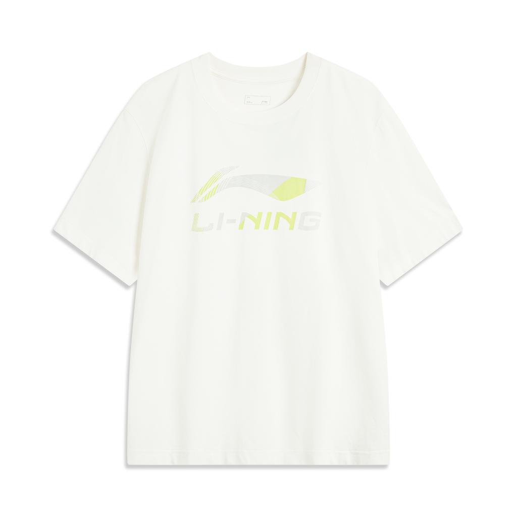 Li-Ning Casual Minimalist Solid Color Round Neck Pullover Short Sleeve T-Shirt Men Tops Off-White AHSV161-1