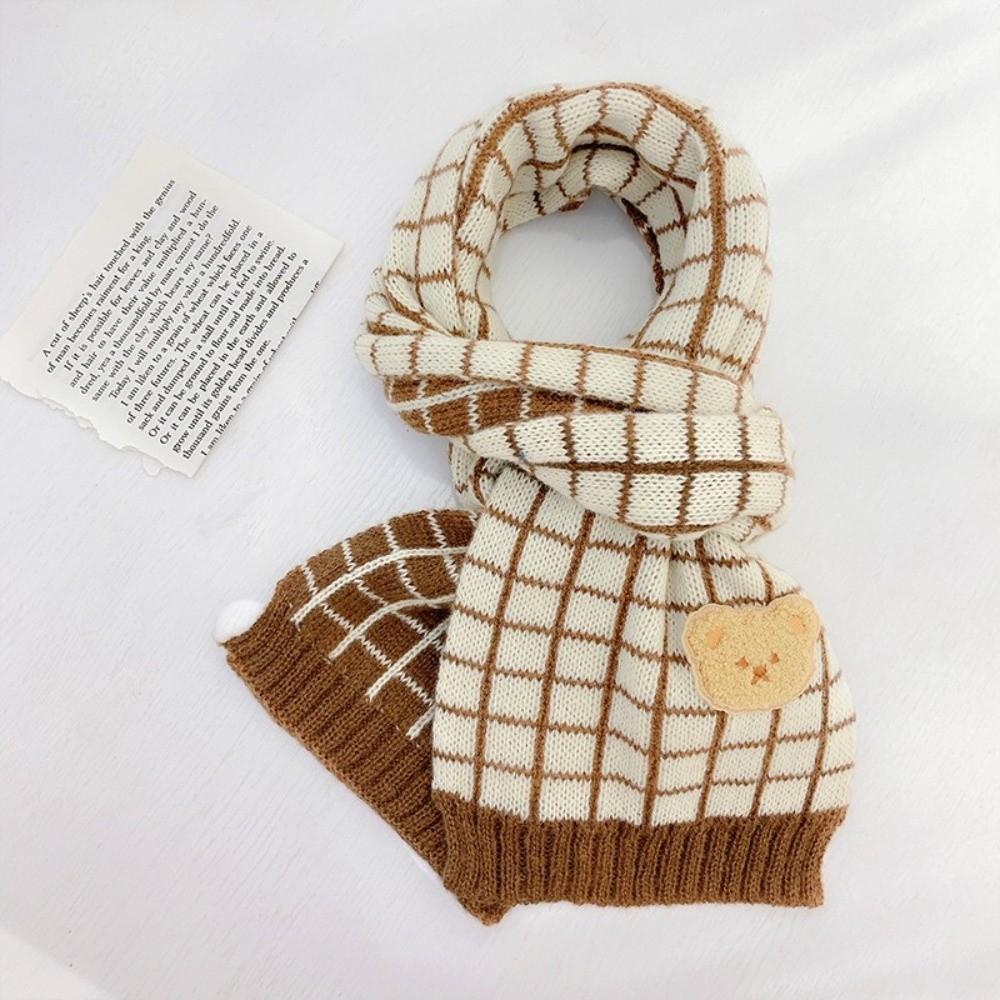 Winter Warm Children's Scarf Cute Bear Neck Cover Cute Striped Knitted Scarf