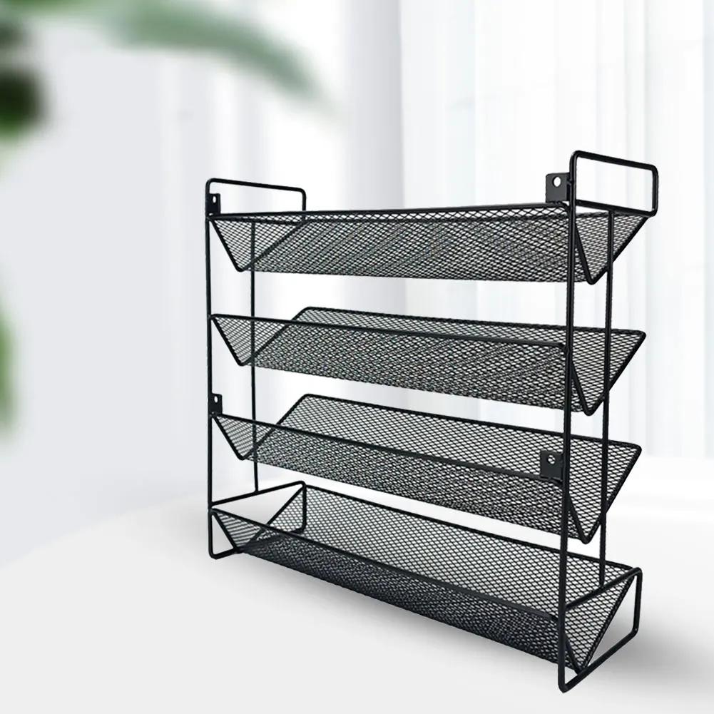 4 Tier Seasoning Organizer Space-Saving Metal Kitchen Countertop Organizer Spice Storage Holder for Kitchen Countertop
