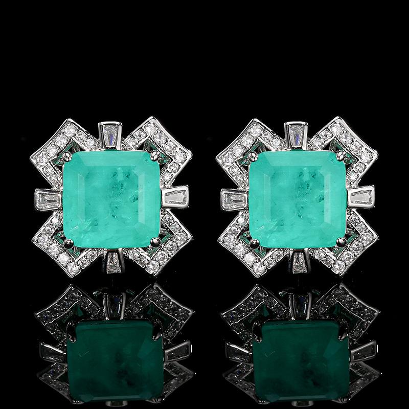 

Аксесуари Сережки Кольє Кільце Набір Колір Скарб Параїба Квадратний Дизайн Відчуття Ретро Жінки