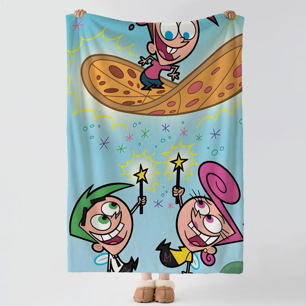 Cartoon T-The Fairly Odd Parent-T Throw Thick Comfort Flannel Quilt, Multi-scene Use Indoor Outdoor Daily Nap