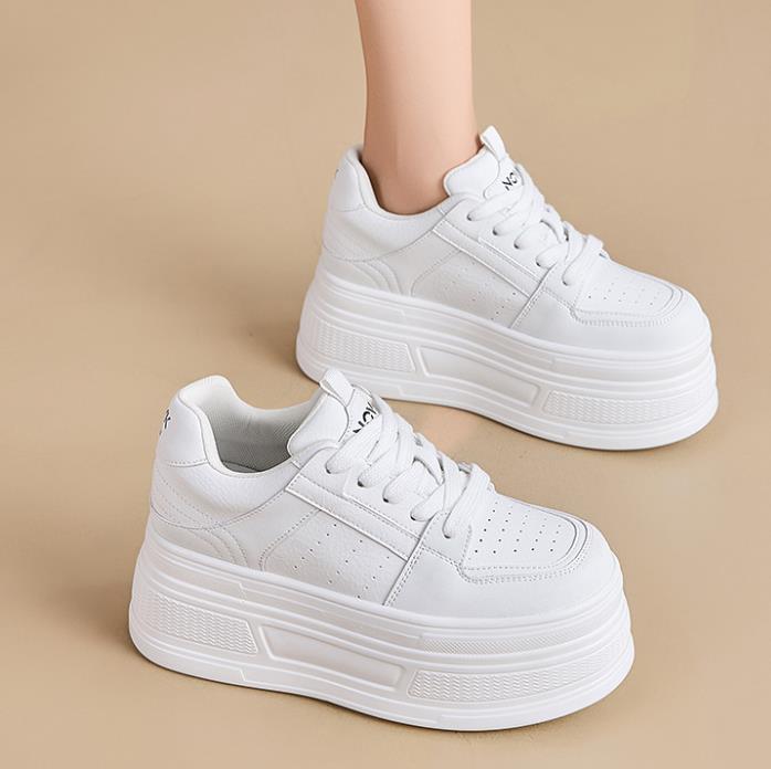 Fashion 8CM New Chunky Sneakers for Women Comfortable High Platform Dermis Thick Base Summer Autumn Non-slip Thick Bottom Walking Shoes