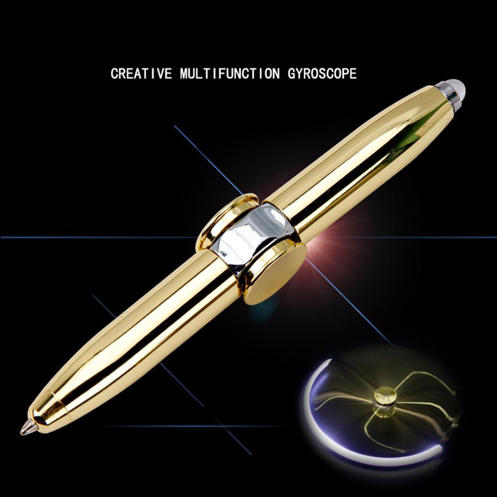 2Pcs Fidget Pen Spinner Pen with LED Light Metal Spinning Pen Ballpoint Pen Multifunctional Pen Anxiety Relief Pen