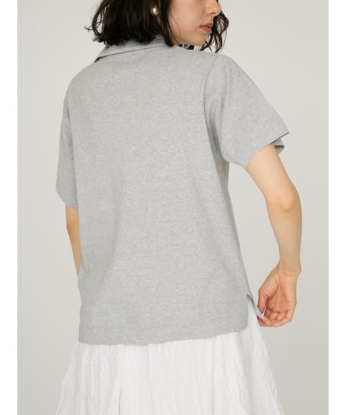 Emi Logo Knit Polo Free Size Top, 13WNT254051, Women's, LGRY,