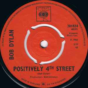 

7inch Record BOB DYLAN - Positively 4th Street 201824 CBS 1965 UK Rock Used