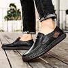 Hand-stitched Men's Outdoor Casual Shoes,Slip-on Flat Leather Shoes,Spring Breathable Plus Size Loafers